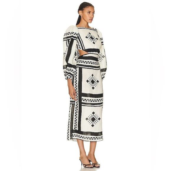 Johanna Ortiz Black White/ Ecru cutout Sachamama Ankle Dress 10 - Picture 2 of 10